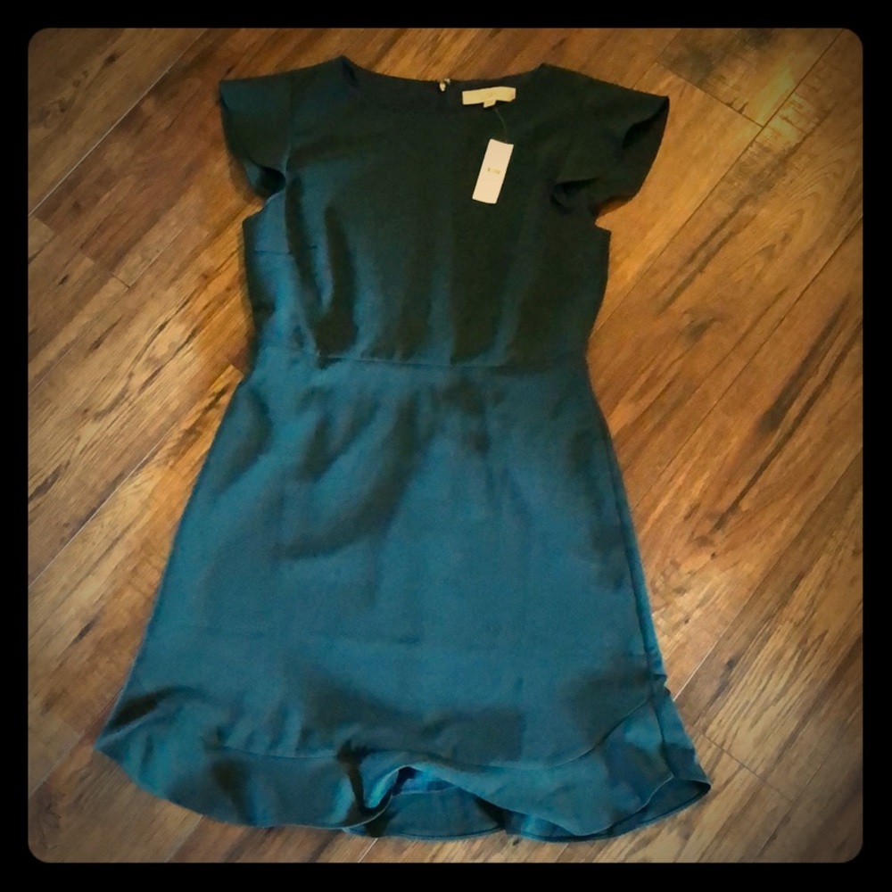 NWT Loft flutter sleeve dress 6 Dark emerald green